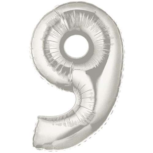 Silver Foil Number Balloon - 9 - Click Image to Close